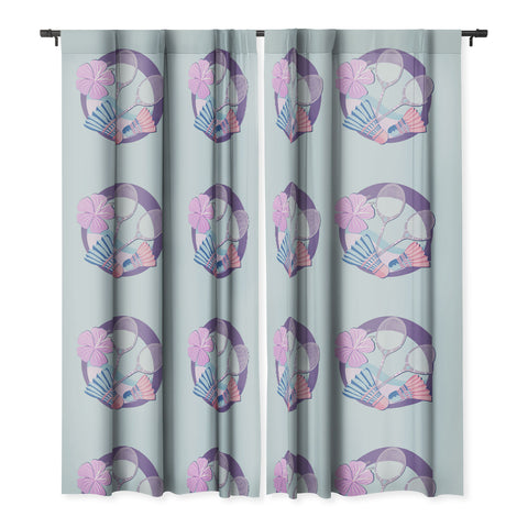 Cynthia Haller Tropical badminton badge Blackout Window Curtain