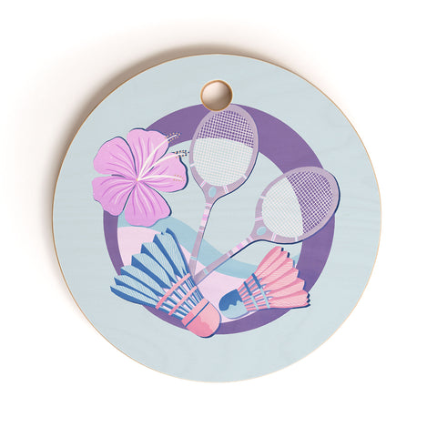 Cynthia Haller Tropical badminton badge Cutting Board Round