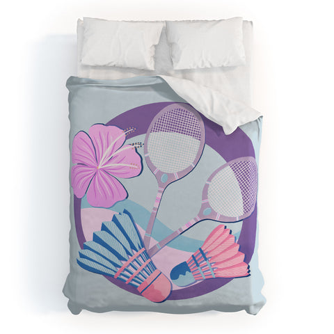 Cynthia Haller Tropical badminton badge Duvet Cover