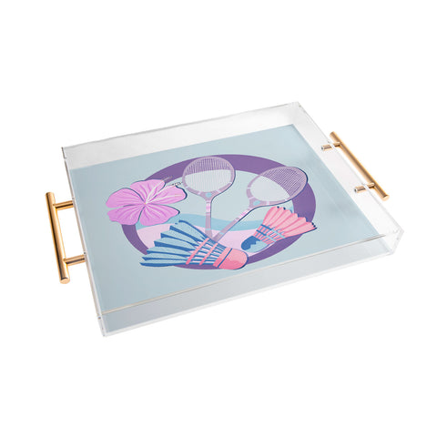 Cynthia Haller Tropical badminton badge Acrylic Tray