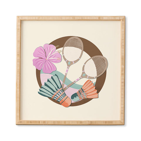 Cynthia Haller Tropical Badminton badge pink Framed Wall Art