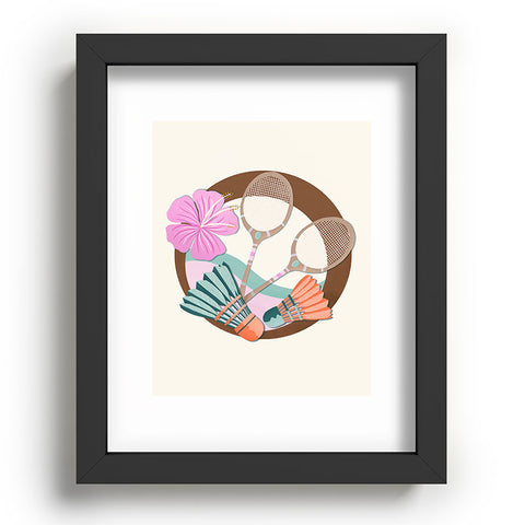 Cynthia Haller Tropical Badminton badge pink Recessed Framing Rectangle