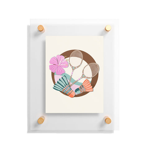 Cynthia Haller Tropical Badminton badge pink Floating Acrylic Print