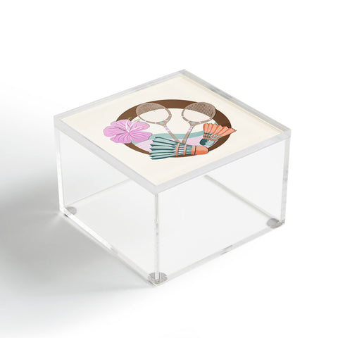Cynthia Haller Tropical Badminton badge pink Acrylic Box