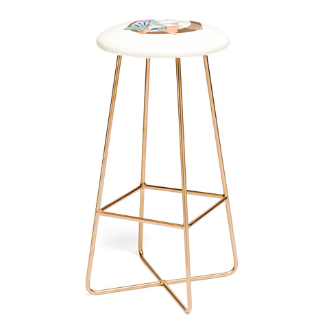 Cynthia Haller Tropical Badminton badge pink Bar Stool