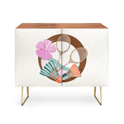 Cynthia Haller Tropical Badminton badge pink Credenza