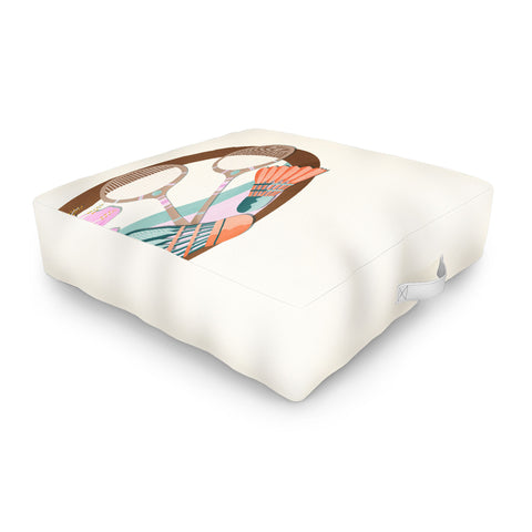 Cynthia Haller Tropical Badminton badge pink Outdoor Floor Cushion