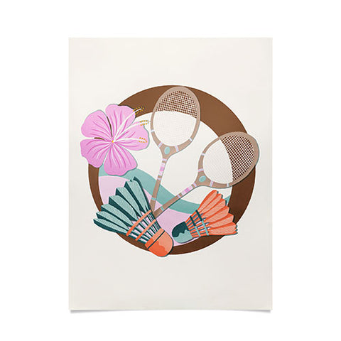 Cynthia Haller Tropical Badminton badge pink Poster