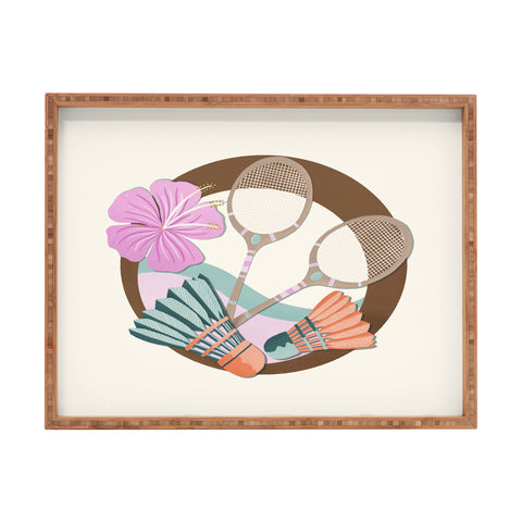 Cynthia Haller Tropical Badminton badge pink Rectangular Tray