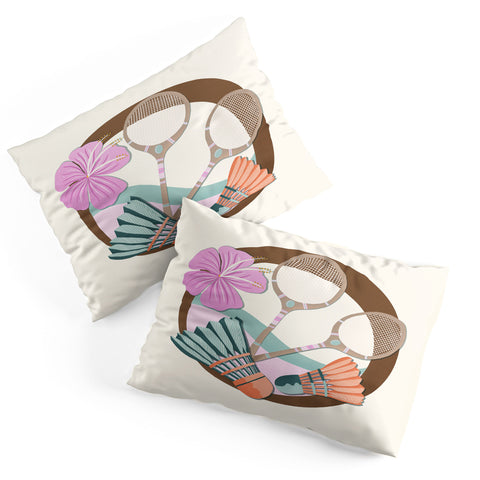 Cynthia Haller Tropical Badminton badge pink Pillow Shams