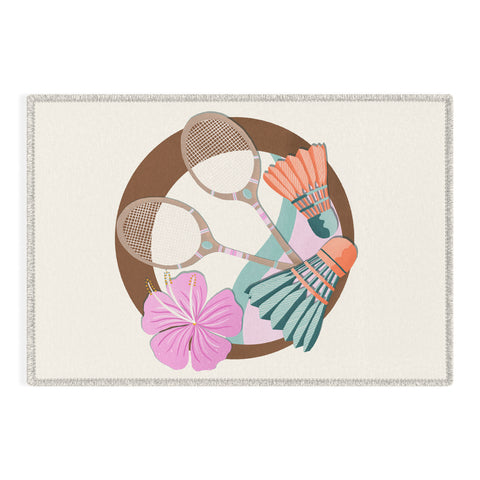 Cynthia Haller Tropical Badminton badge pink Outdoor Rug