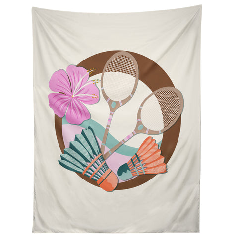Cynthia Haller Tropical Badminton badge pink Tapestry
