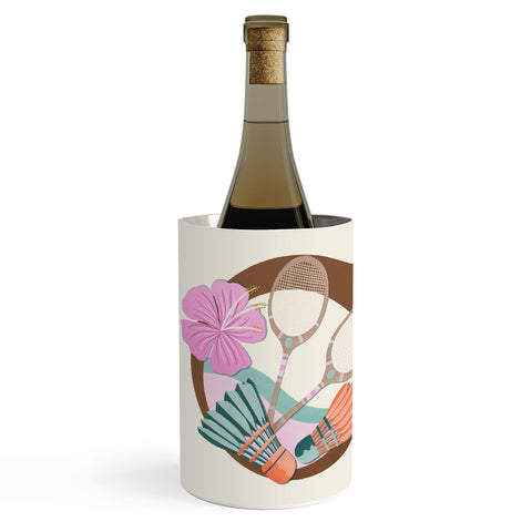 Cynthia Haller Tropical Badminton badge pink Wine Chiller