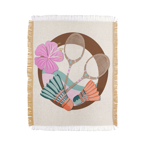 Cynthia Haller Tropical Badminton badge pink Throw Blanket