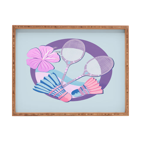 Cynthia Haller Tropical badminton badge Rectangular Tray