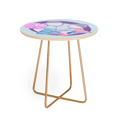 Cynthia Haller Tropical badminton badge Round Side Table