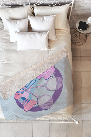 Cynthia Haller Tropical badminton badge Fleece Throw Blanket