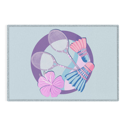 Cynthia Haller Tropical badminton badge Outdoor Rug