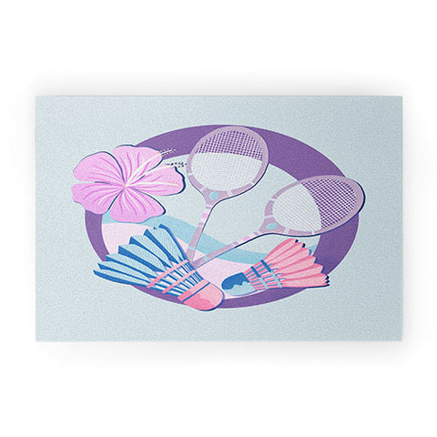 Cynthia Haller Tropical badminton badge Welcome Mat