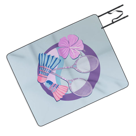 Cynthia Haller Tropical badminton badge Picnic Blanket