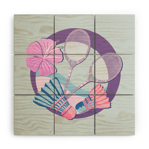 Cynthia Haller Tropical badminton badge Wood Wall Mural