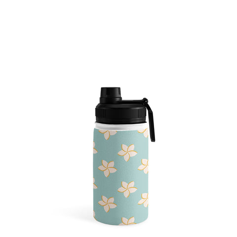 Cynthia Haller White and turquoise plumeria Water Bottle