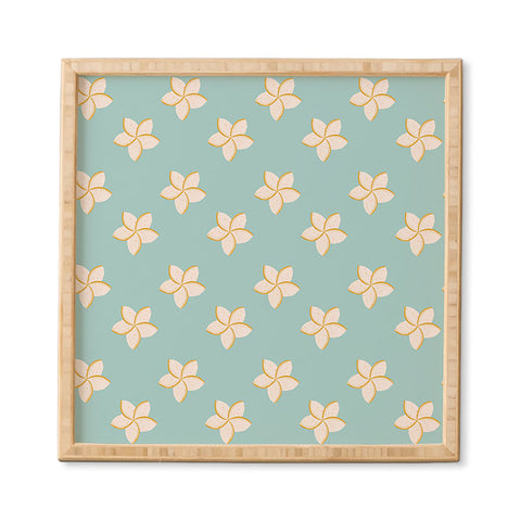 Cynthia Haller White and turquoise plumeria Framed Wall Art