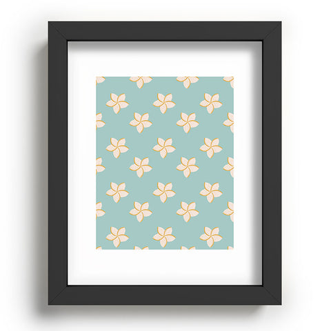 Cynthia Haller White and turquoise plumeria Recessed Framing Rectangle