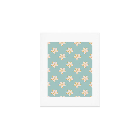Cynthia Haller White and turquoise plumeria Art Print