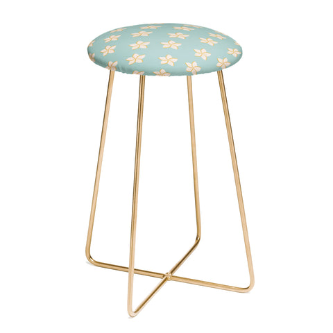 Cynthia Haller White and turquoise plumeria Counter Stool
