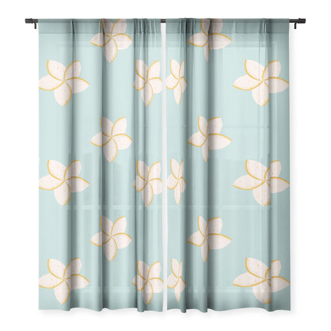 Cynthia Haller White and turquoise plumeria Sheer Non Repeat