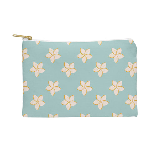 Cynthia Haller White and turquoise plumeria Pouch