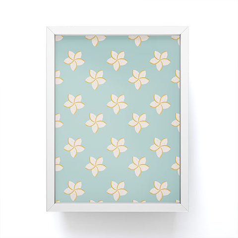 Cynthia Haller White and turquoise plumeria Framed Mini Art Print