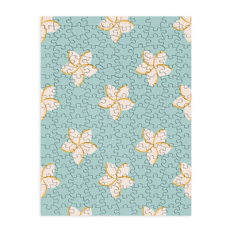 Cynthia Haller White and turquoise plumeria Puzzle