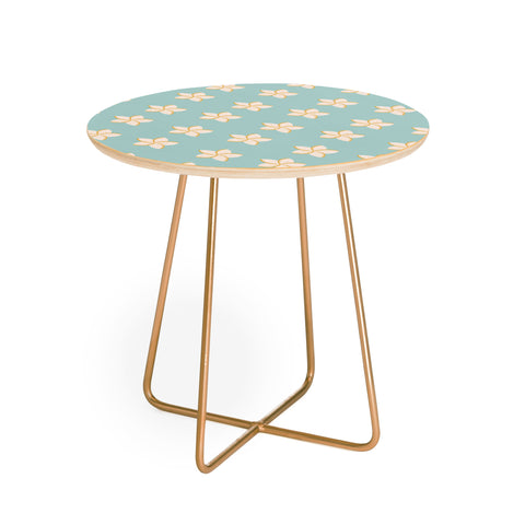 Cynthia Haller White and turquoise plumeria Round Side Table