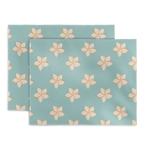 Cynthia Haller White and turquoise plumeria Placemat