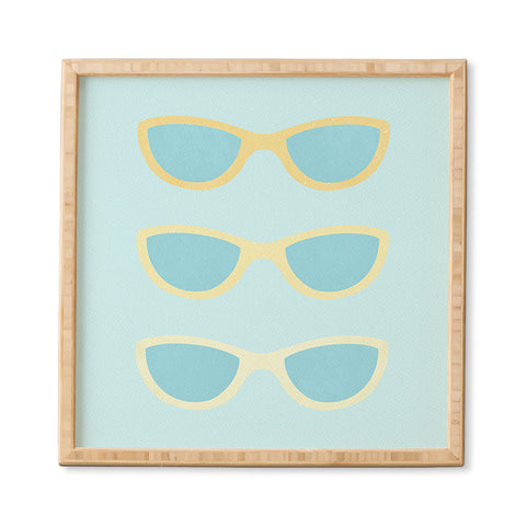 Cynthia Haller Yellow and blue retro sunglass Framed Wall Art