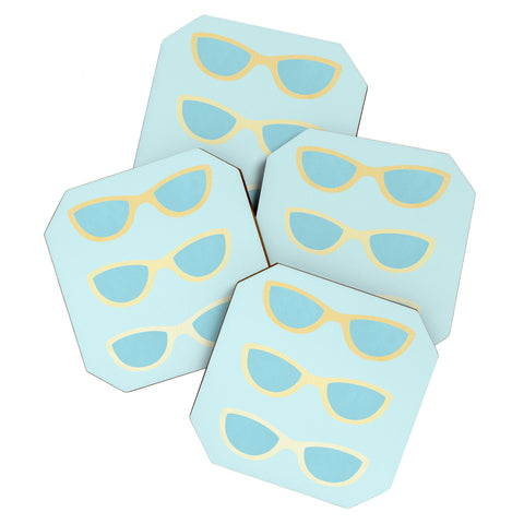 Cynthia Haller Yellow and blue retro sunglass Coaster Set