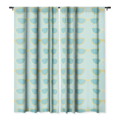 Cynthia Haller Yellow and blue retro sunglass Blackout Window Curtain