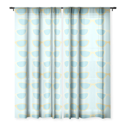 Cynthia Haller Yellow and blue retro sunglass Sheer Window Curtain