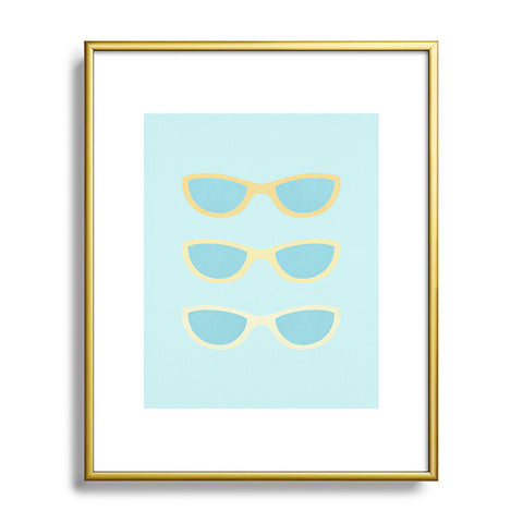 Cynthia Haller Yellow and blue retro sunglass Metal Framed Art Print