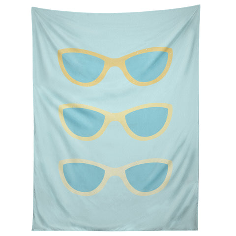 Cynthia Haller Yellow and blue retro sunglass Tapestry