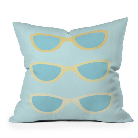 Cynthia Haller Yellow and blue retro sunglass Throw Pillow