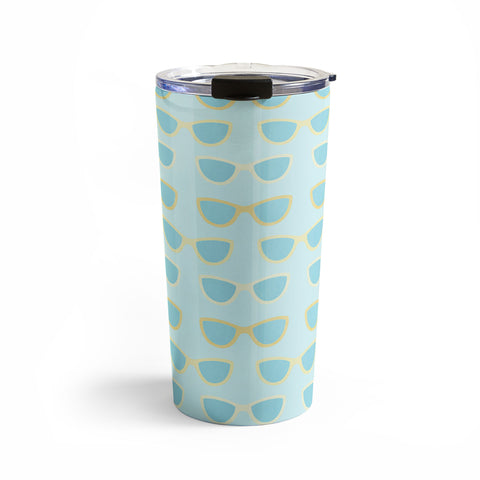 Cynthia Haller Yellow and blue retro sunglass Travel Mug