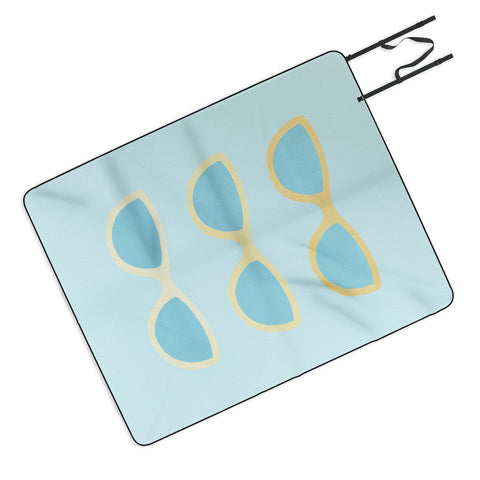 Cynthia Haller Yellow and blue retro sunglass Picnic Blanket