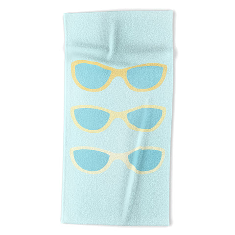 Cynthia Haller Yellow and blue retro sunglass Beach Towel