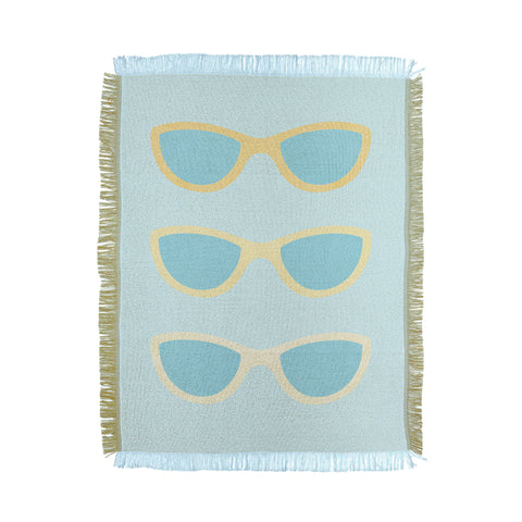 Cynthia Haller Yellow and blue retro sunglass Throw Blanket