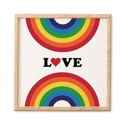 CynthiaF 70s Love Rainbow Framed Wall Art