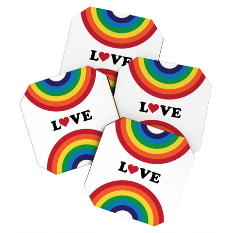 CynthiaF 70s Love Rainbow Coaster Set