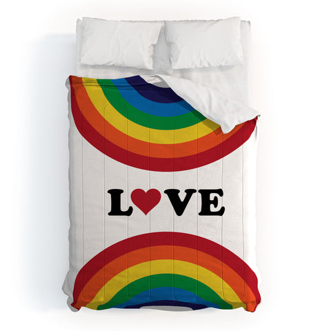CynthiaF 70s Love Rainbow Comforter